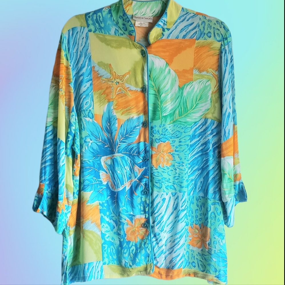 Fish & Leopard Print Sea Abstract Top